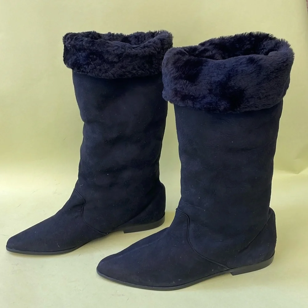 Vintage new black Paul Mayer shearling sheep leather and fur boots